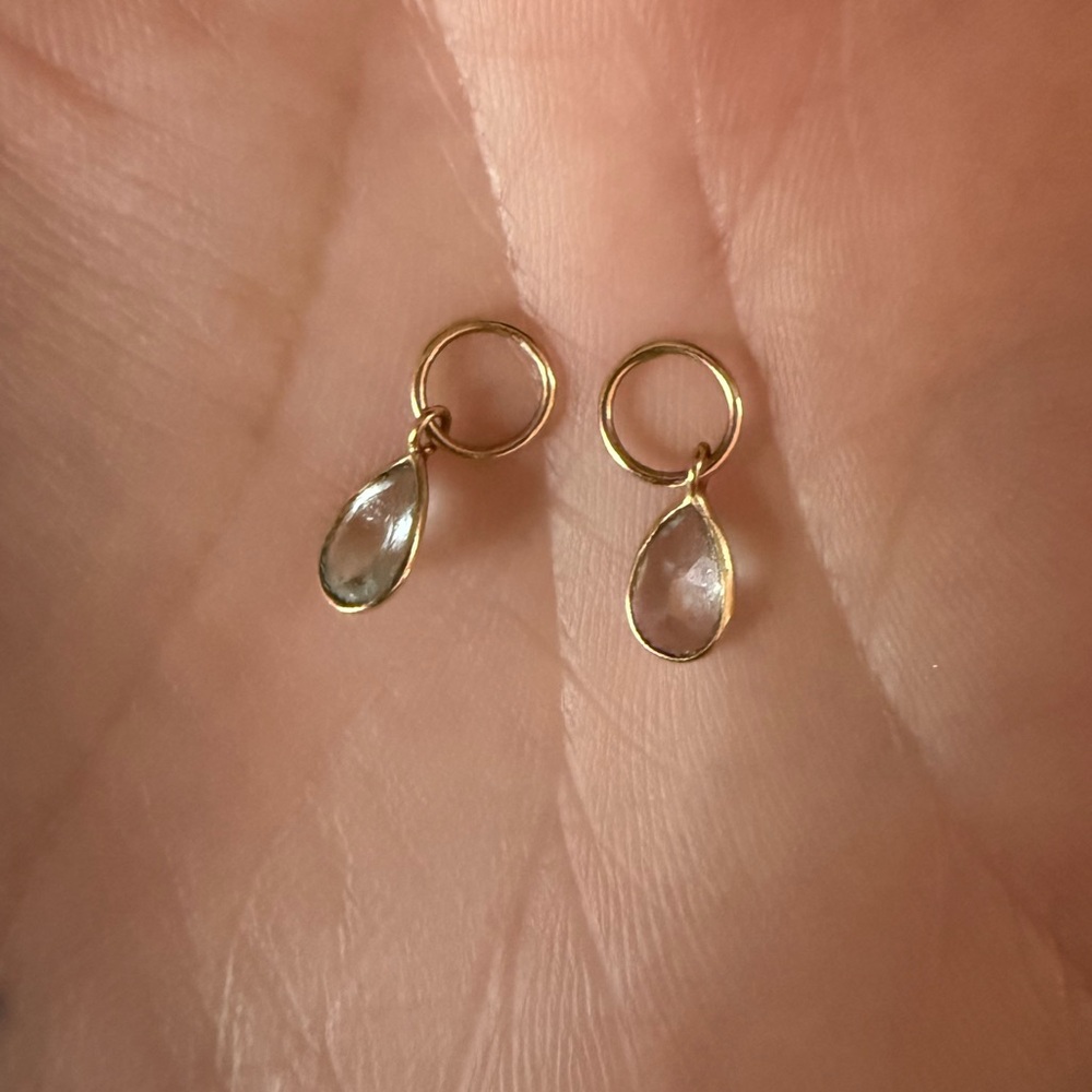 18k Solid Gold Aquamarine Earring Charms